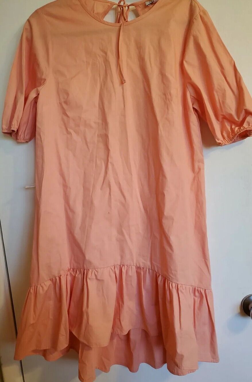 Top Shop Peach Drop Waist Open Tie Back Dress Size 10 NWT